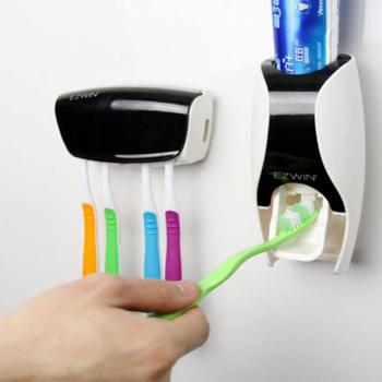  1 TOOTHPASTE DISPENSER WITH TOOTHBRUSH HOLDER